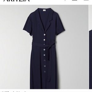 Aritzia classic black button down dress